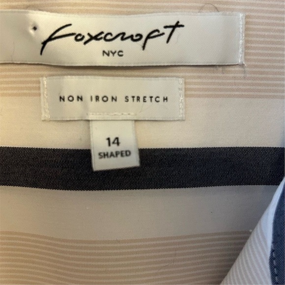 Foxcroft Women's Size 14 Beige Striped Non Iron Stretch Tunic Top - Picture 6 of 9